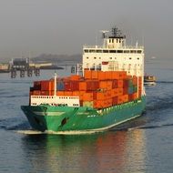 cargo ship on a river in Germany
