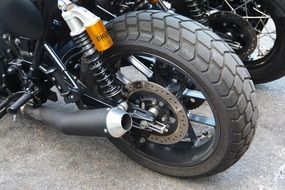 wheel of a motorcycle close up