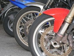 red amd blue Moped
