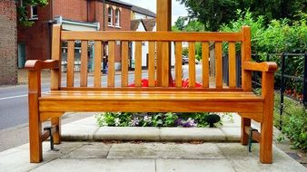 wooden bench outdoors in Hertfordshire, England