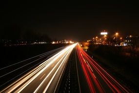 Long Exposure photography of highway at night