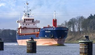 cargo ship on the water in the port