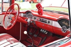 interior of red Chevy Bel-Air Classic Car