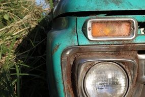 rusty Ford truck close-up