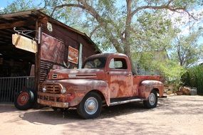 Old american truck on the street in Califonia