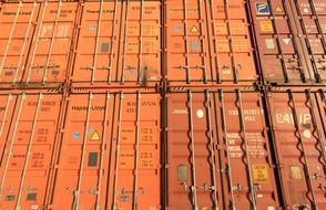 orange containers in the port of Antwerp