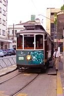 Tram Transportation among the buildings