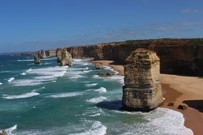 Landscape of Great Ocean Road with rocks