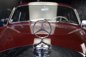 chrome sign on a retro car Mercedes