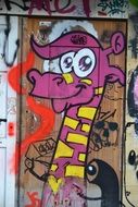 funny giraffe in the street wall in London