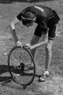 man and wheel