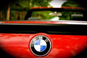 Bmw logo on the red car