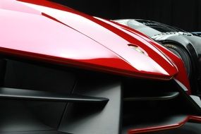 The front of a red Lamborghini