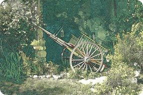 drawing of Old Carriage in a garden