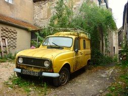 abandoned Old Car on Street, France, Vezelay