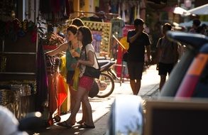 Tourists on the street in Cambodia