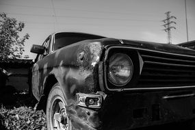 Headlight Car Black And White photo