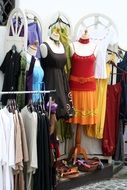 sale of women's dresses in the store