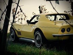 Old-timer yellow Corvette C3 car