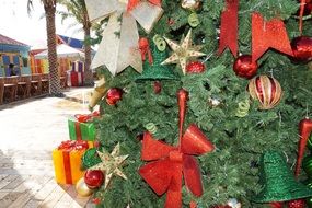 Christmas tree on a sunny street in Philipsburg