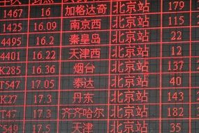 flight table on Chinese