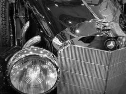 old Mercedes with round spotlight