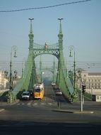 cars on the Liberty Bridge in Budapest