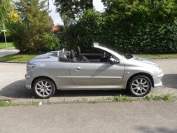 silver open top car parked in park