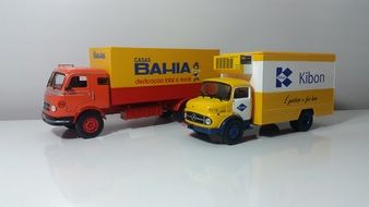 Trucks of different companies in miniature