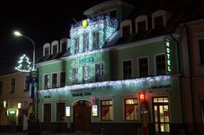 Christmas lights on a city street