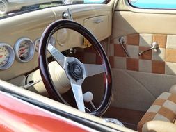 steering wheel of an old car
