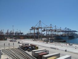 Cargo vessels in a port