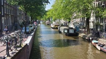 Boat in Canal in Amsterdam