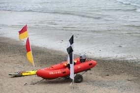 Boat of the lifeguard near the water