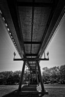 black and white photo of bridge span