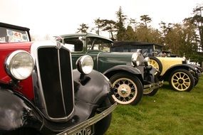 multi-colored vintage cars at an exhibition in Ireland
