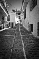cobblestone on narrow city street