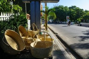 wicker baskets near a road in the Dominican Republic