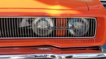 Orange vintage car close-up