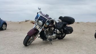 parked motorcycle on the beach