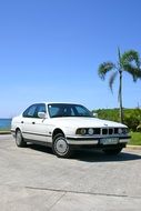 Retro BMW car on the beach