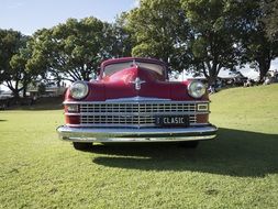 red vintage Classic Car