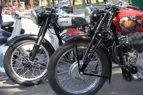 Different colorful motorcycle types