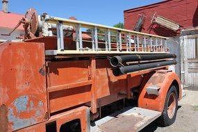 old fire truck with ladder