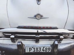 chromed details of a vintage classic car close-up