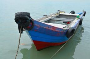 fishing motor Boat Moored on Water