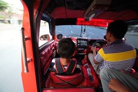 interior of public transport in indonesia