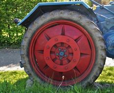 red tractor wheel