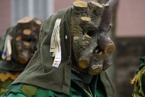 people in wood carnival costumes with masks, germany, baden wÃ¼rttemberg