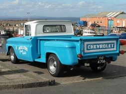 parked retro pickup chevrolet